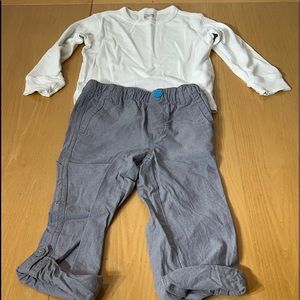 Gap boys roll up bottom cotton pants and long sleeve cotton tee